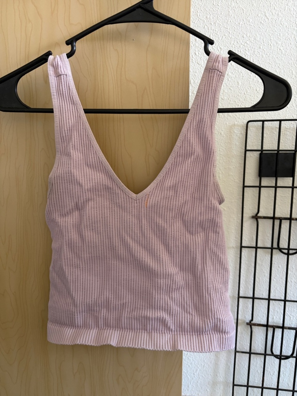 Nikibiki Pale Pink Ribbed V-Neck Tank